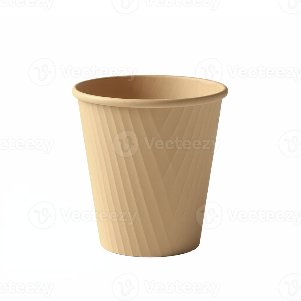 Empty Beige Paper Coffee Cup with Textured Surface and Transparent Background png