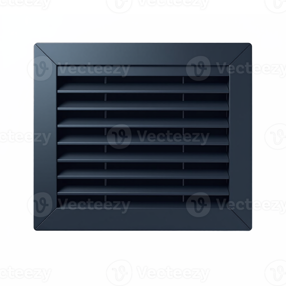 Dark Gray Air Vent Cover with Louvers in a Clipping Path for HVAC Ventilation Systems png