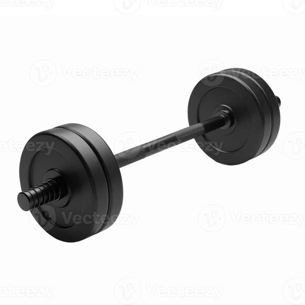 Black Dumbbell with Clipping Path Isolated on Transparent Background for Fitness Equipment Illustration png