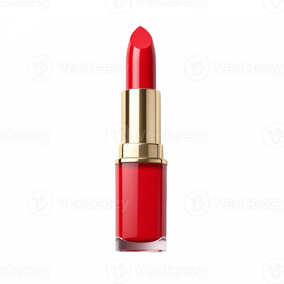 Red Lipstick with Gold Tube on Transparent Background for Beauty and Cosmetics Display png