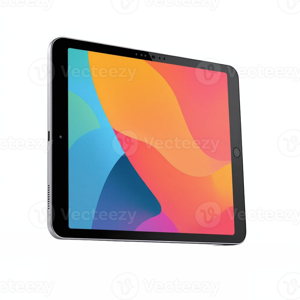 High-Resolution Illustration of Modern Tablet with Colorful Display and Transparent Background png