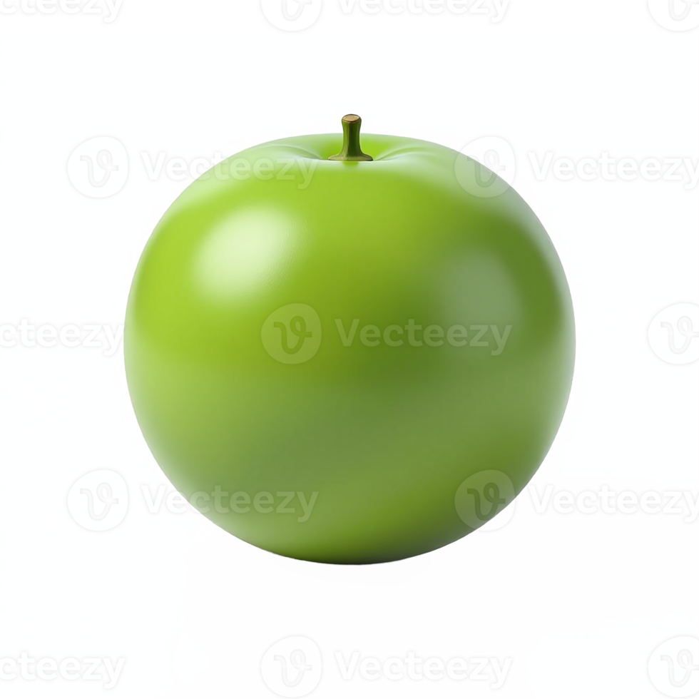 Bright Green Apple with Smooth Texture on Transparent Background Clipping Path png