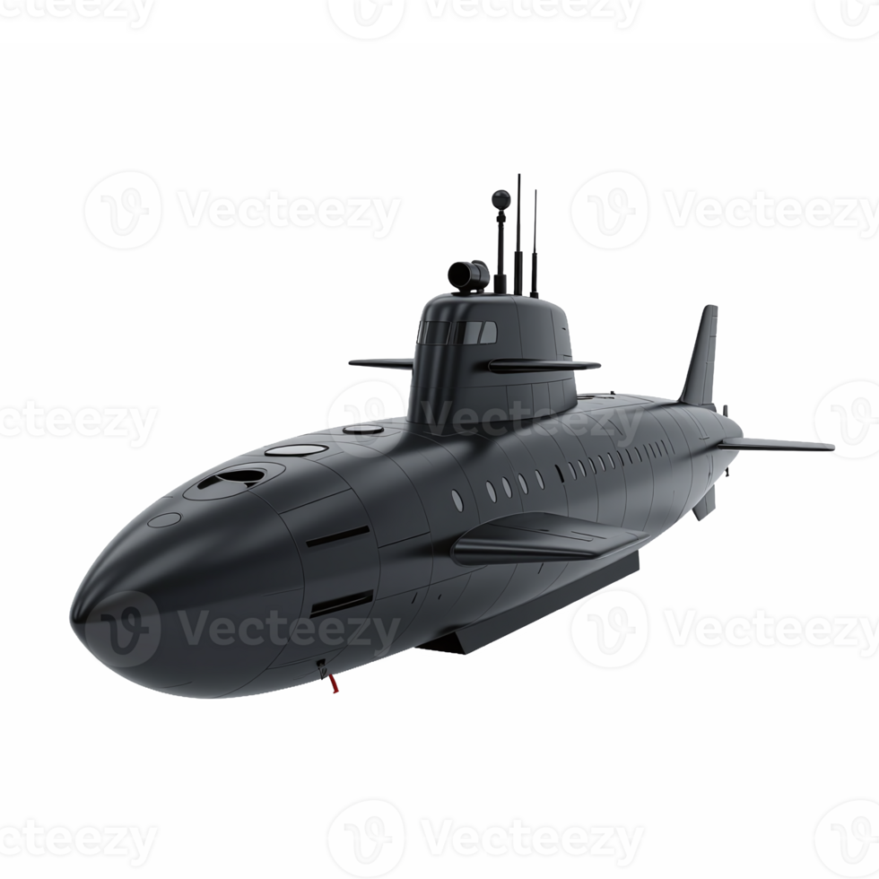 Stealth Submarine Illustration with Transparent Background png