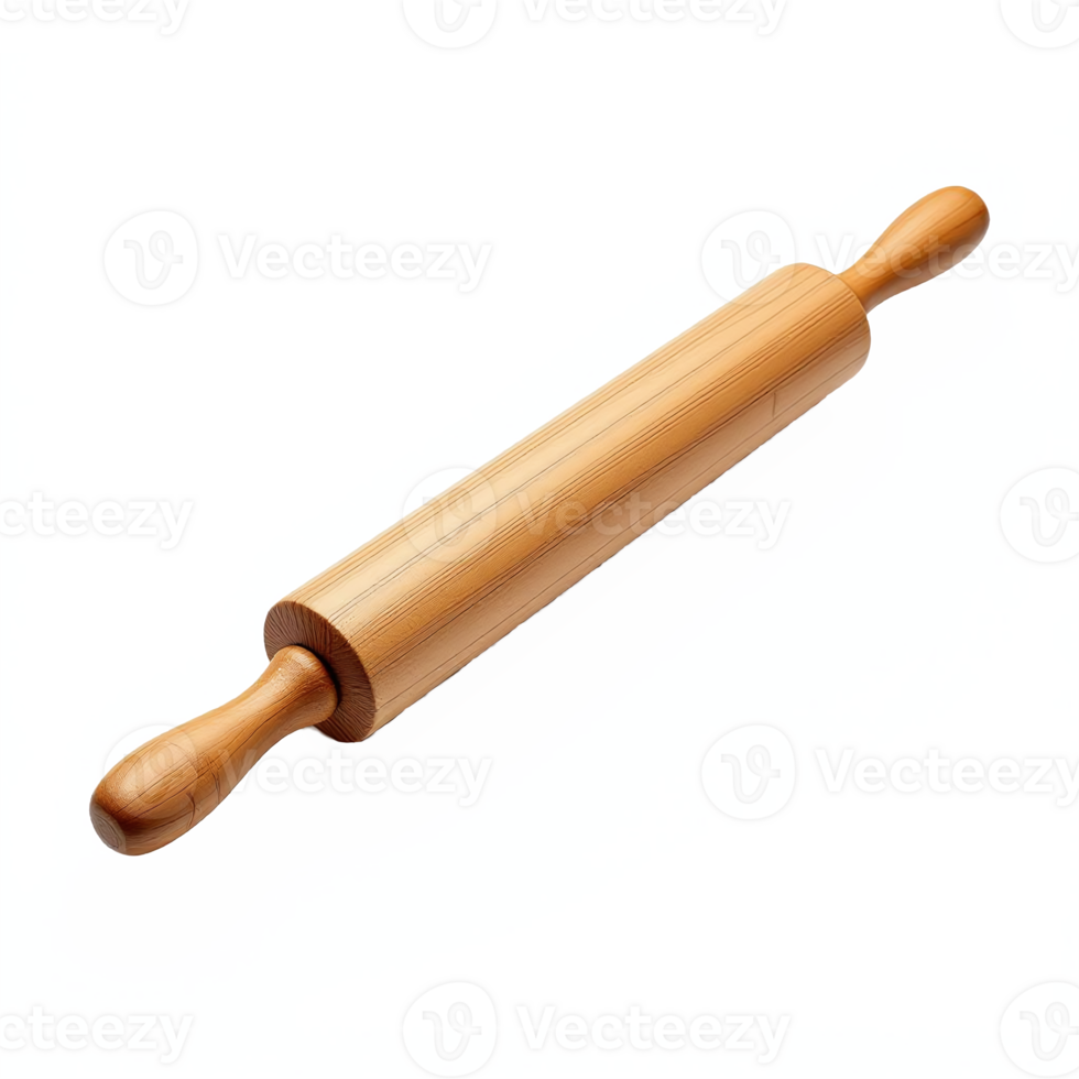 Wooden Rolling Pin with Clipping Path No Background for Baking and Cooking png