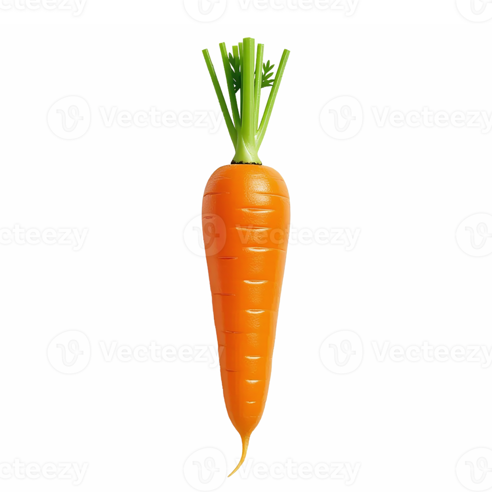 Fresh Orange Carrot with Green Toproots on Transparent Background Clipping Path png