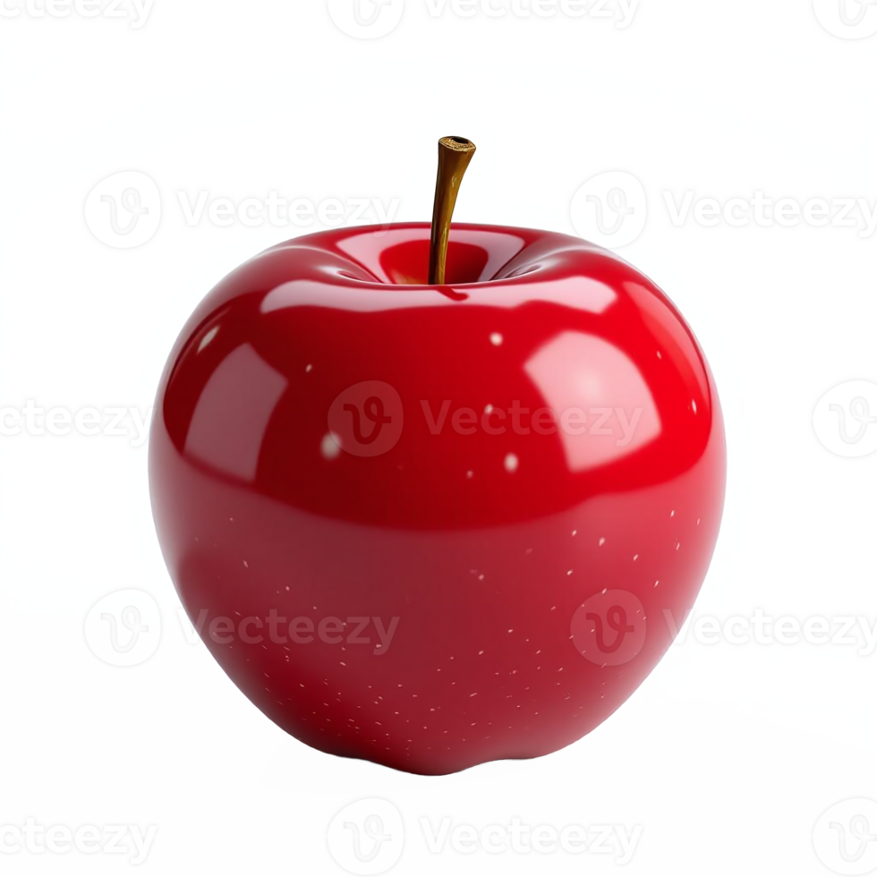 Bright Red Apple with Green Stem on Transparent Background Illustration png