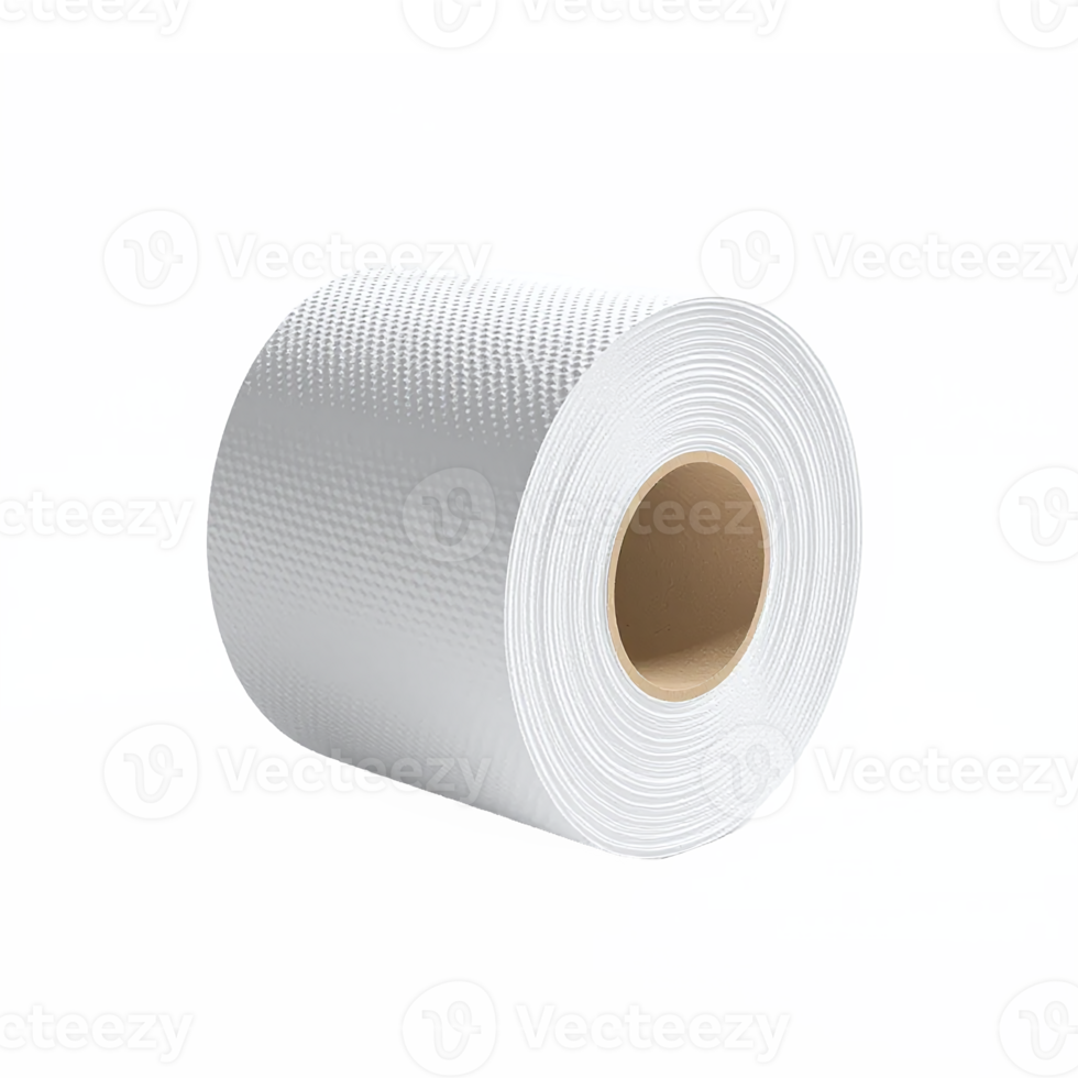 White Toilet Paper Roll with Textured Surface on Transparent Background for Sanitary and Household Use png