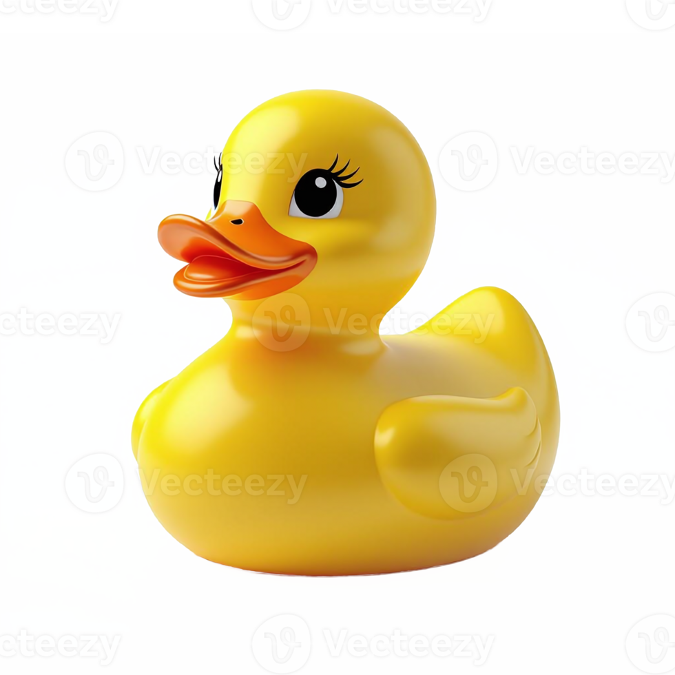Yellow Rubber Duck with Cute Eye and Outstretched Wing on Transparent Background png