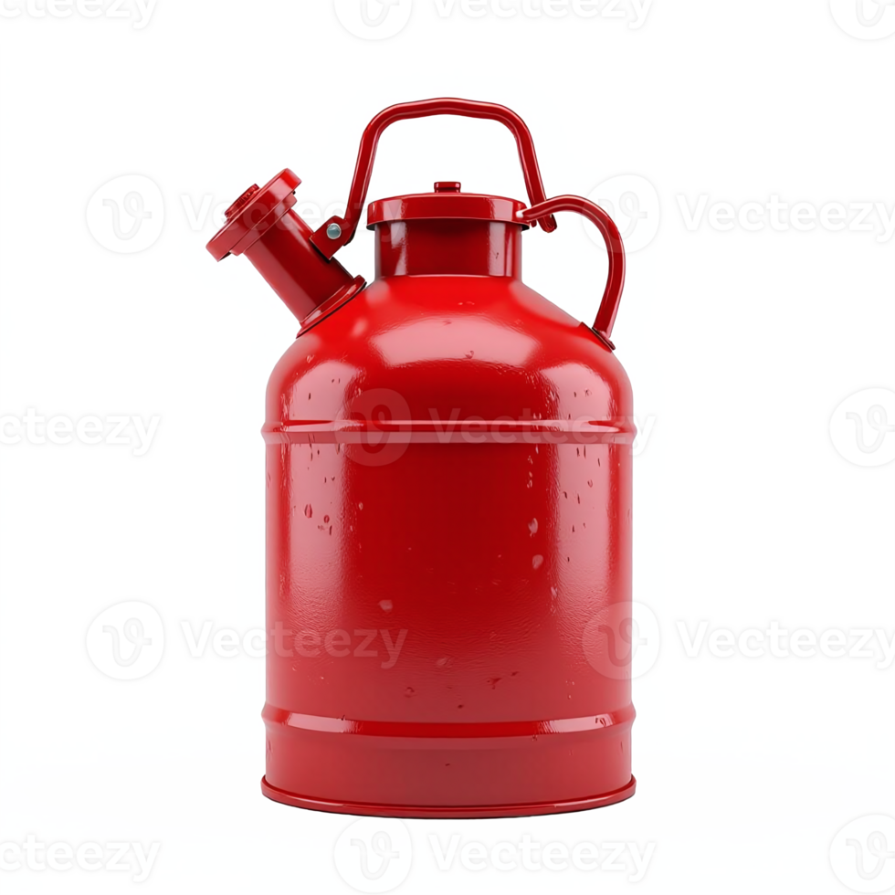 Red Vintage Fire Extinguisher with Handle and Nozzle Neutral Background png