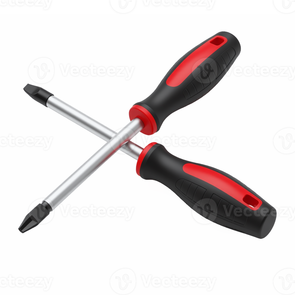 Crossed Screwdriver and Flathead Phillips Tool Set with No Background Clipart png
