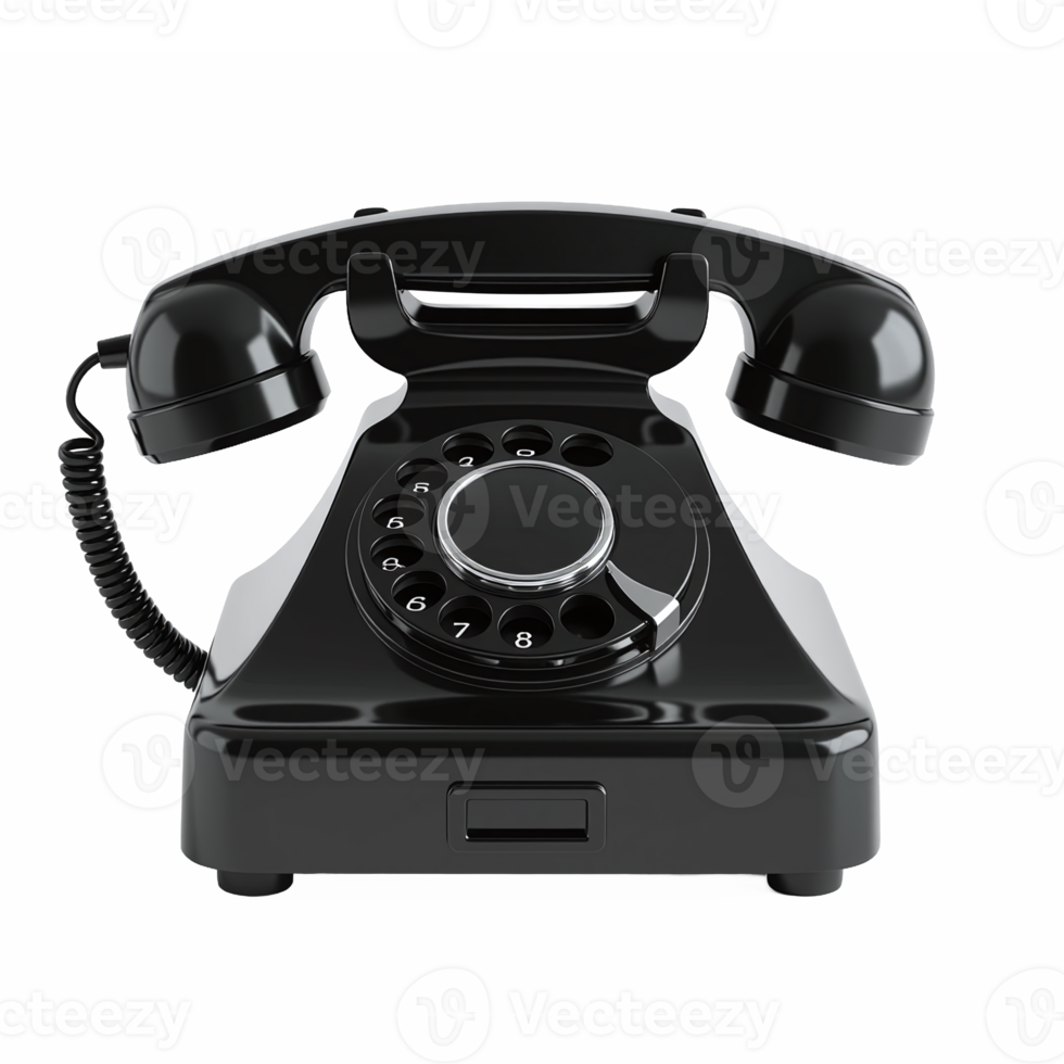 Vintage Rotary Dial Landline Phone with Clipping Path on White Background png