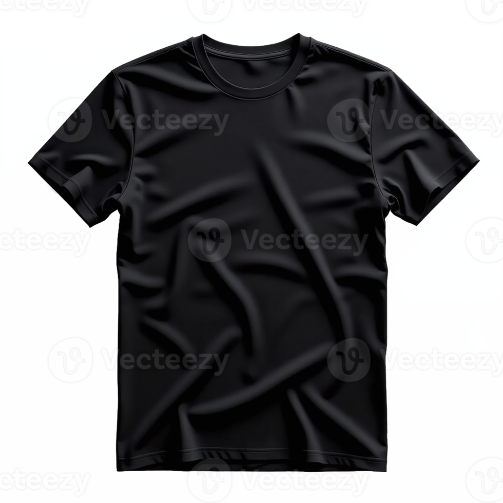 Black T-Shirt with Wrinkled Texture and No Background Transparency Design png