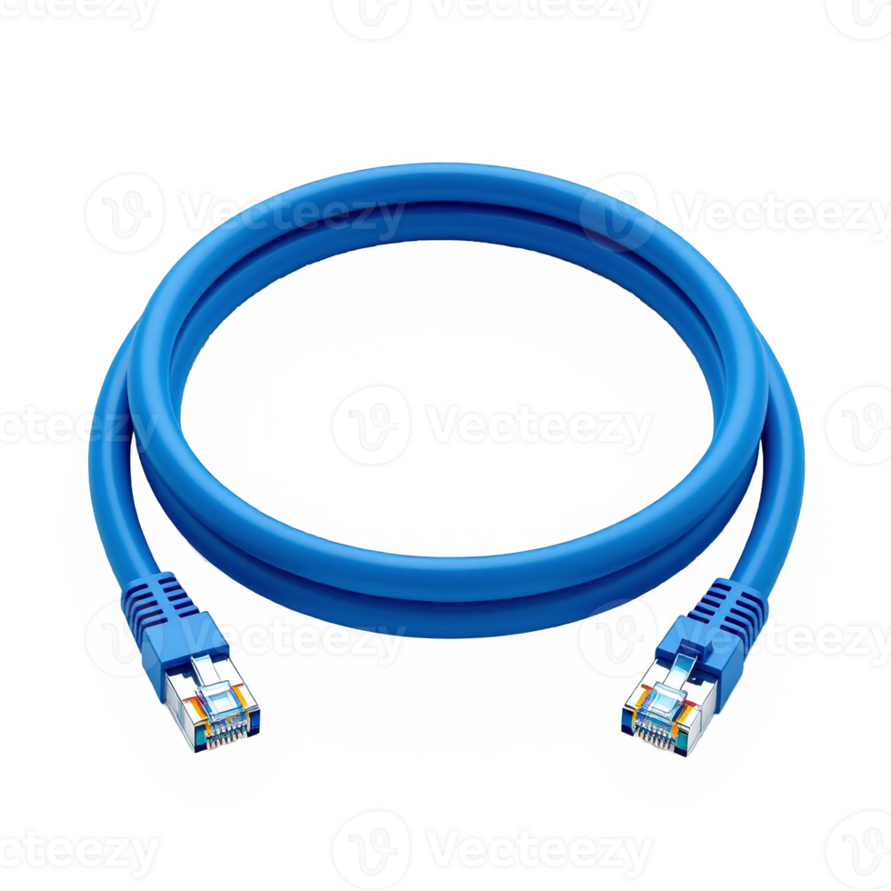 Blue Ethernet Cable Network Data Connection Transparent Clipping Path png