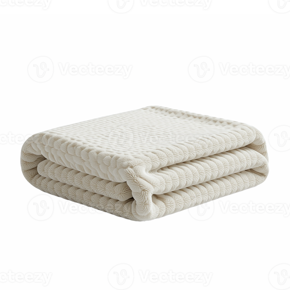 Soft Cream Quilted Blanket Folded with Transparent Background png