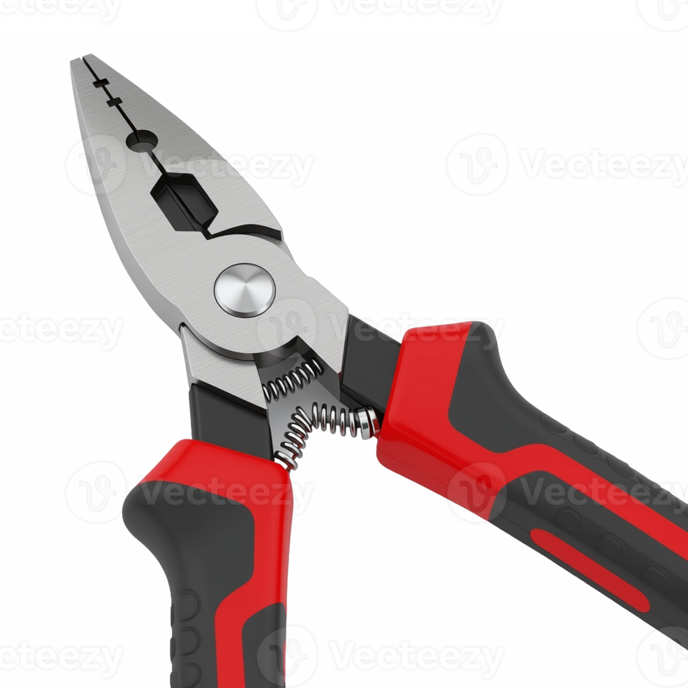 High-Detail Illustration of Pliers with Red and Black Handles No Background png