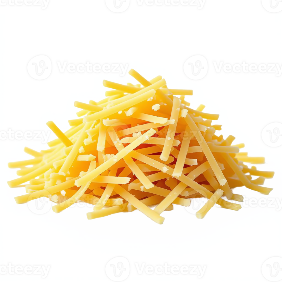 Shredded Cheddar Cheese Pile Isolated on Transparent Background High-Quality png