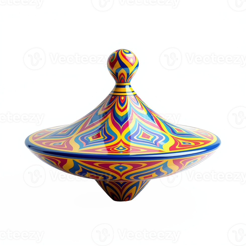 Colorful Swirling Patterned Spinning Top with Transparent Background png