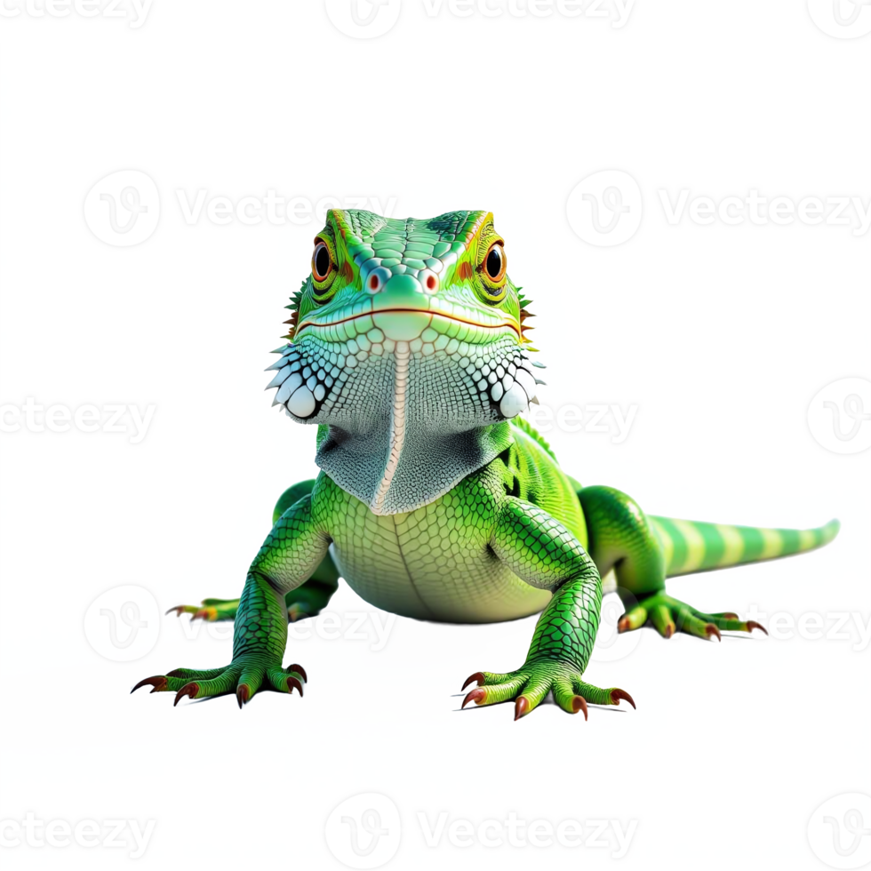 Colorful Green Iguana with Detailed Scales and Clipping Path No Background png