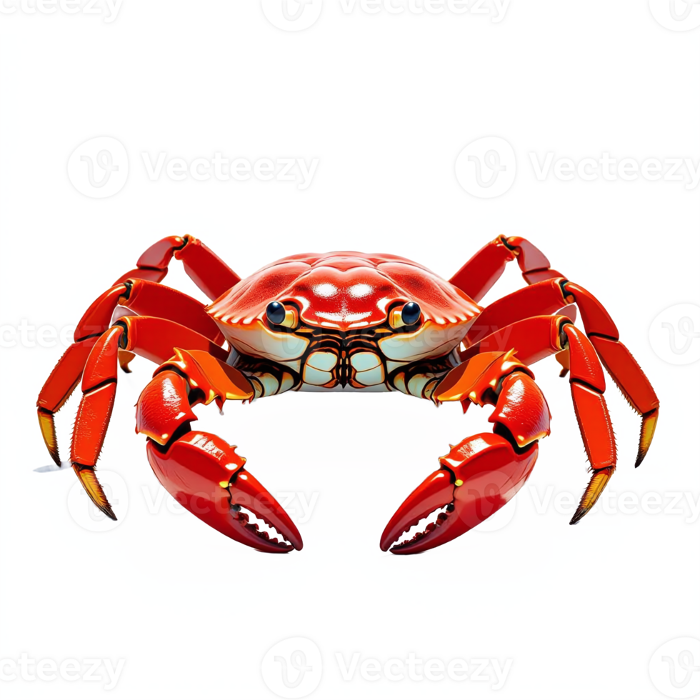 Bright Red Marine Crab Illustration Isolated on Transparent Background No Background png