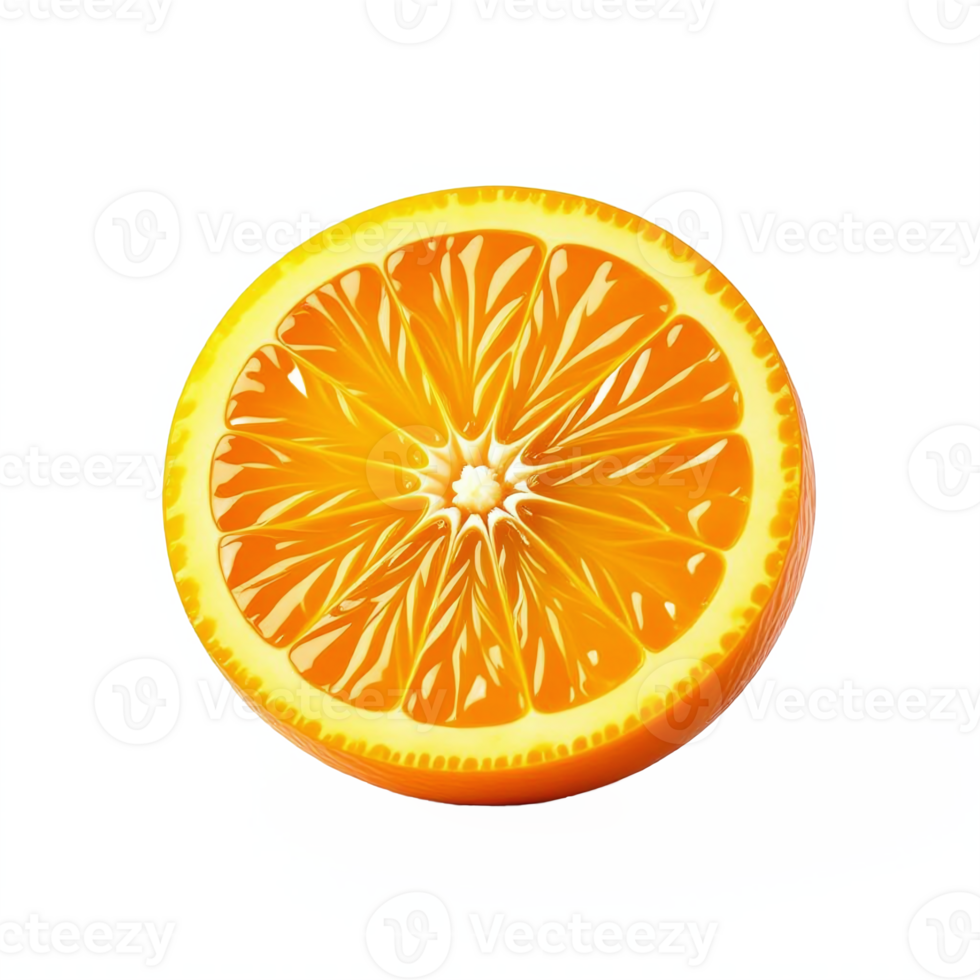 Illustration of Orange Half with Transparent Background and Detailed Segment Patterns png