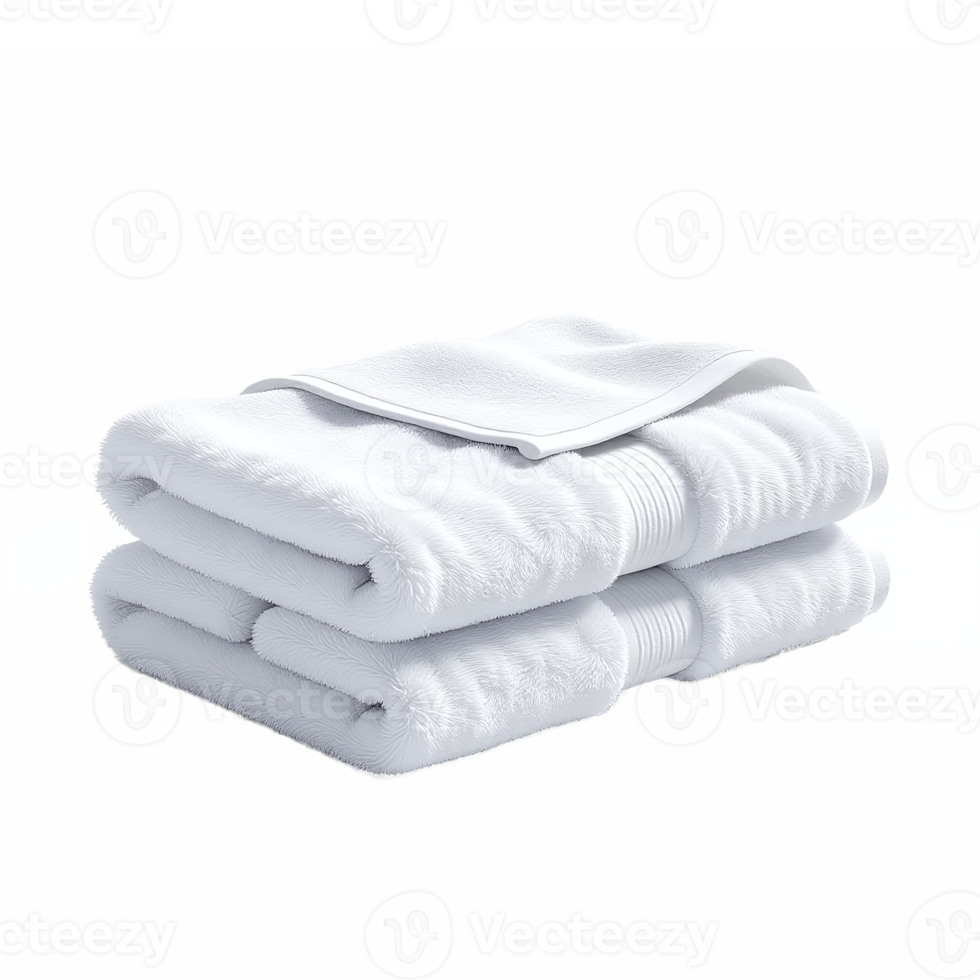 Clean White Towel Stack with Detachable Fluffy Cloth for Bathroom or Spa on Transparent Background png