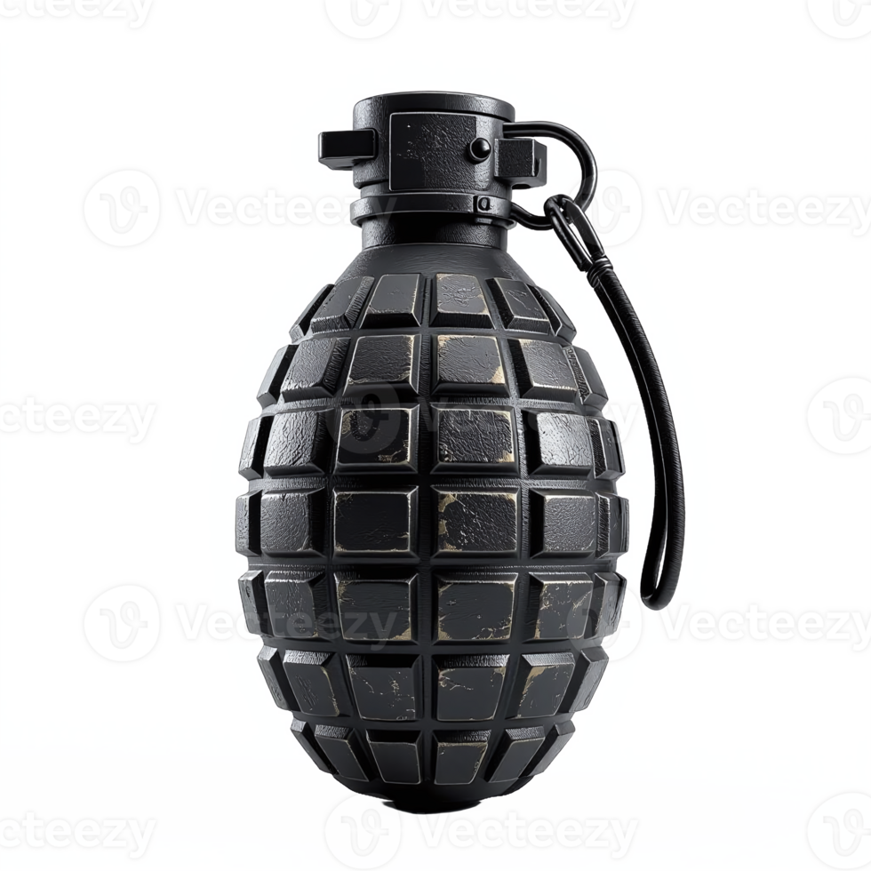 Black Hand Grenade with Clipping Path Isolated on Transparent Background png