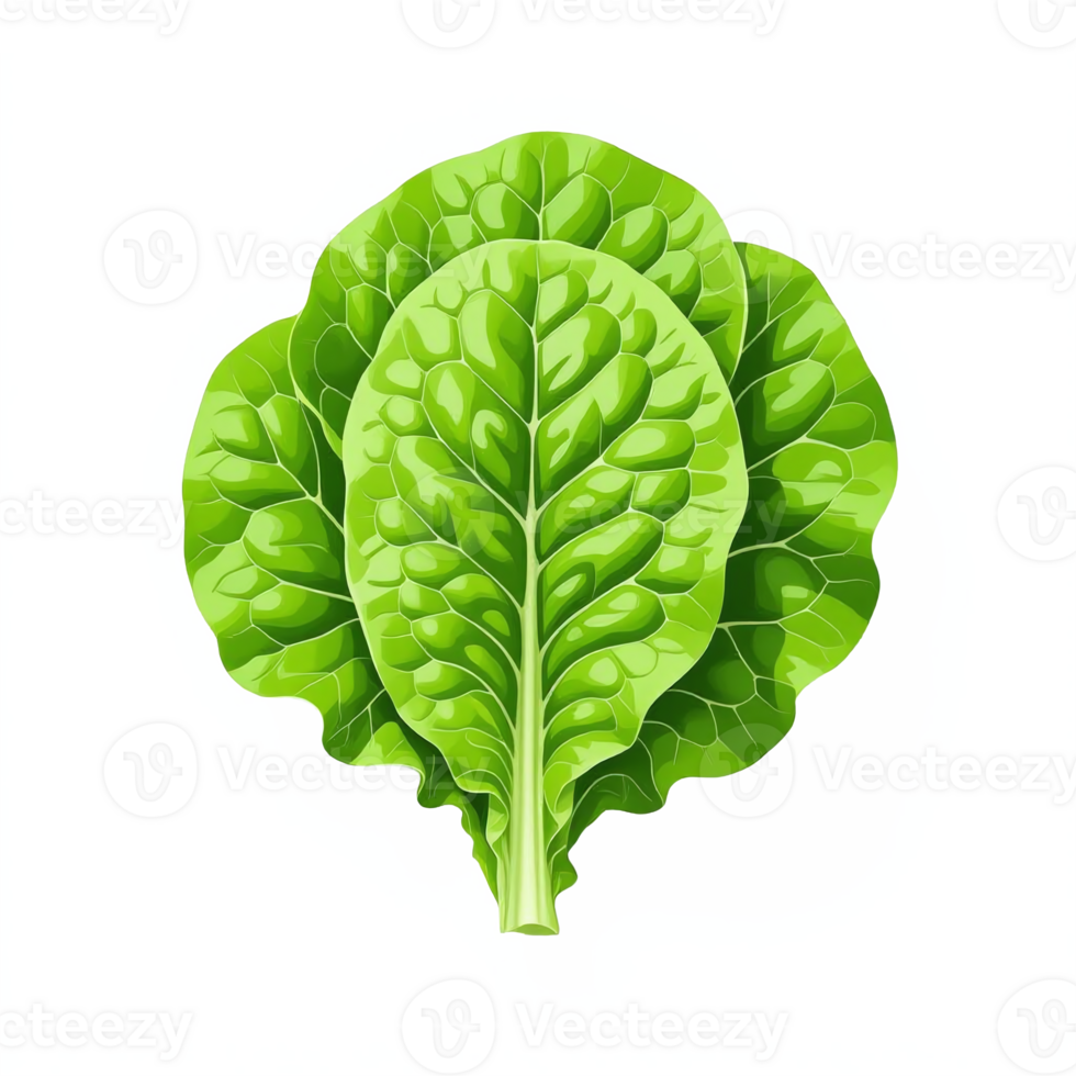 Illustration of Fresh Green Lettuce Leaf with Transparent Background png