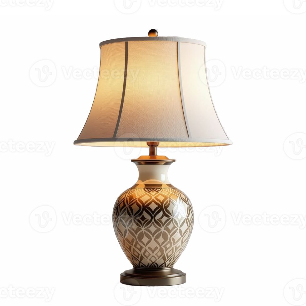 Elegant Ceramic Table Lamp with Fabric Shade and No Background png