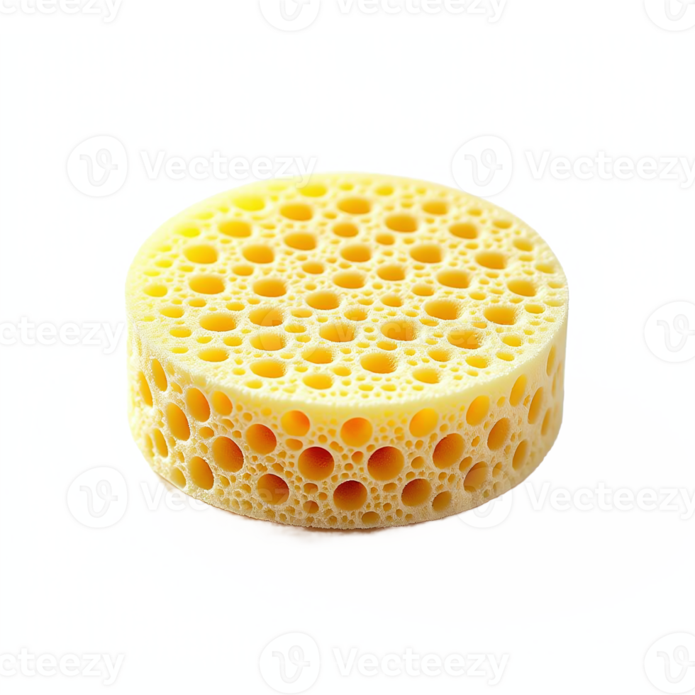 Cleaning Sponge with Circular Holes on White Background in Transparent Clipping Path png