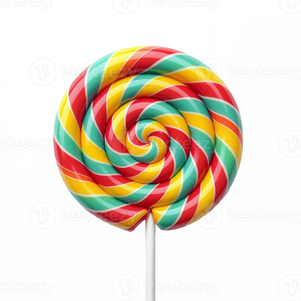 Colorful Swirl Lollipop with Transparent Background Illustration png