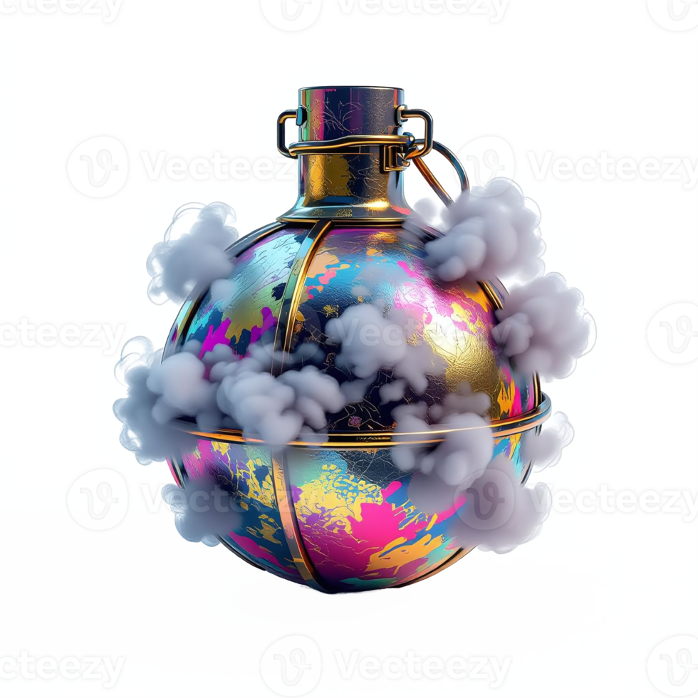 Colorful World Globe with Cloud Effects No Background Transparent Clipping Path png