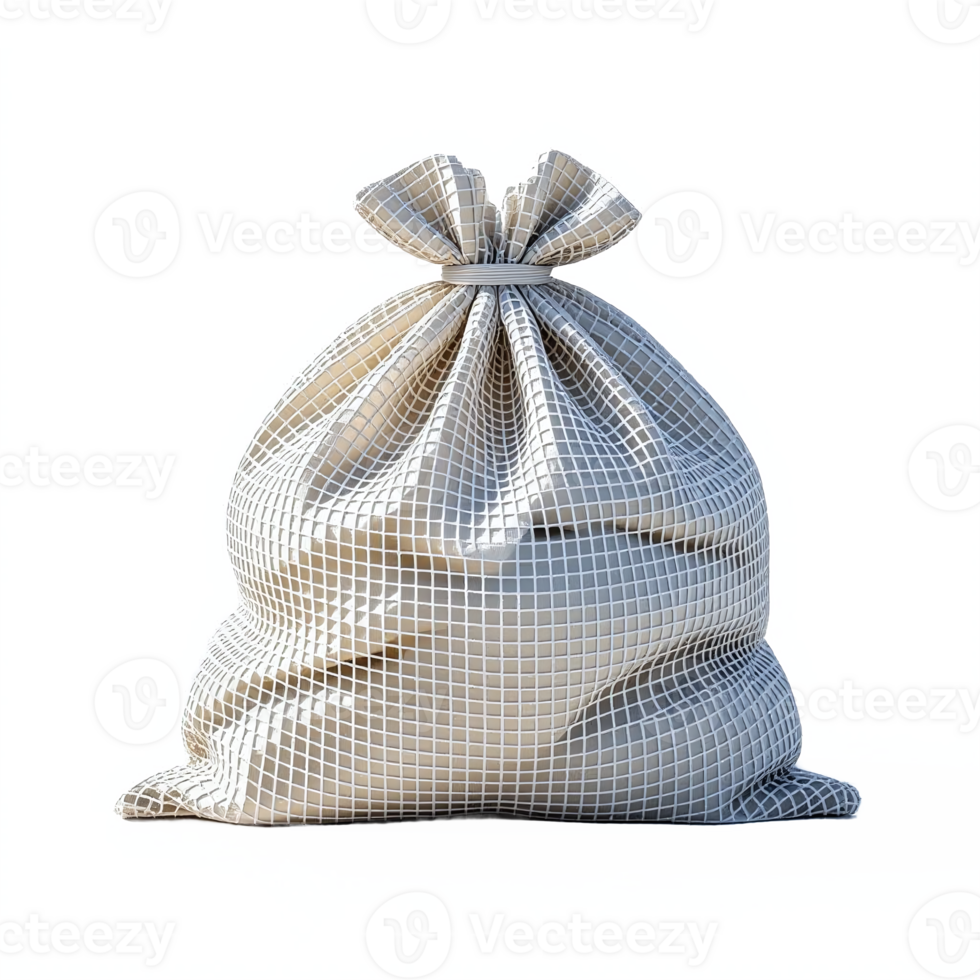 White Cloth Bag with Drawstring on Black Background with Transparent Clipping Path png