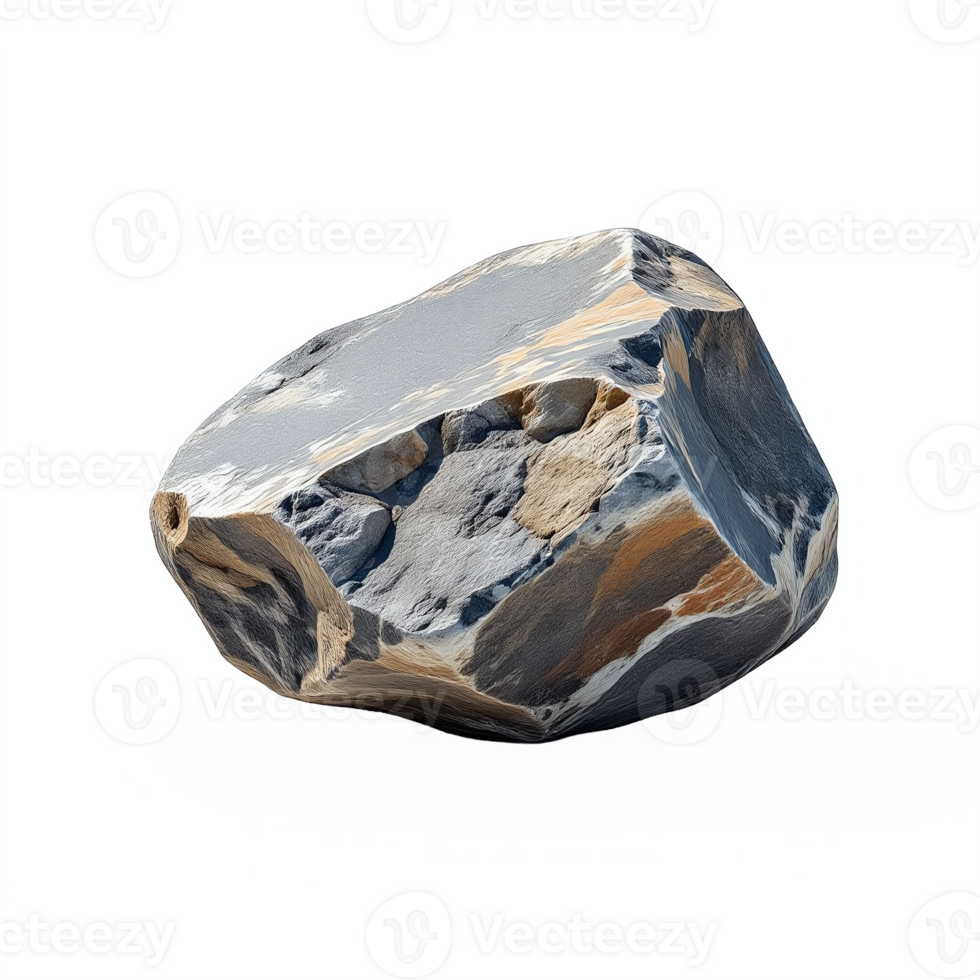 Polished Multicolored Rock with Smooth Edges on Transparent Background png
