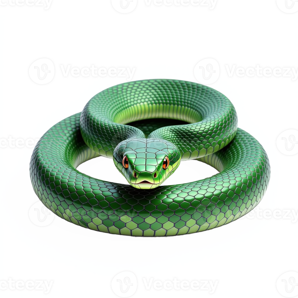 Green Snake Illustration with Transparent Background featuring Scaly Texture and Curved Body png