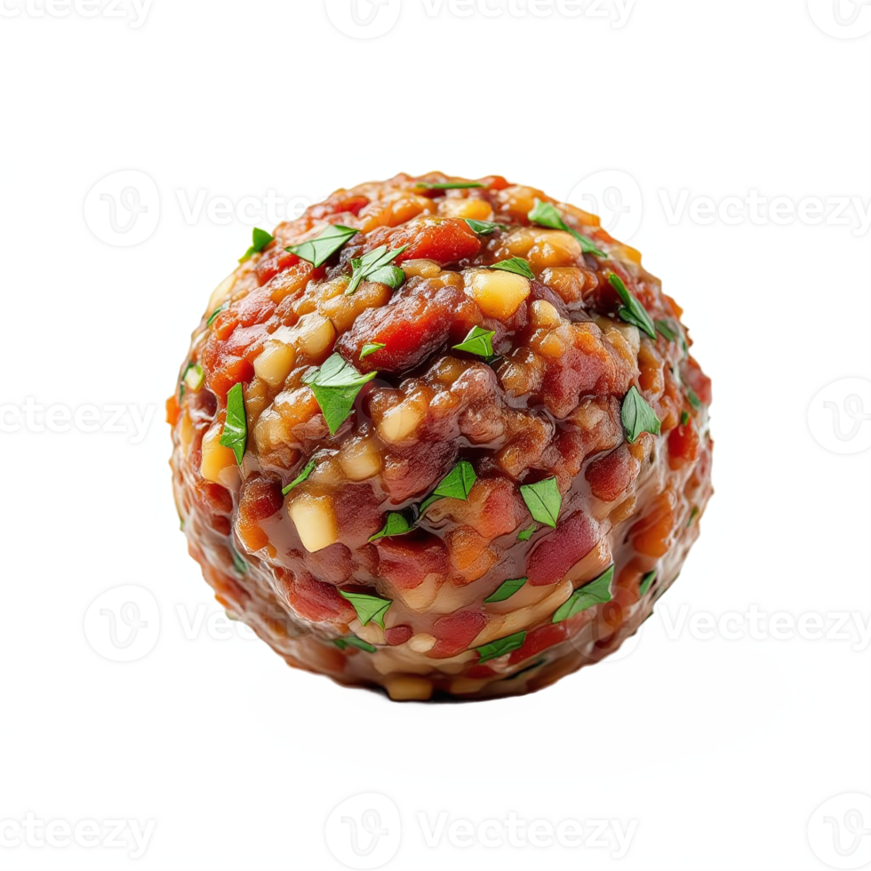 Vegetable and Bean Lentil Soup Ball with Fresh Herbs on Transparent Background png