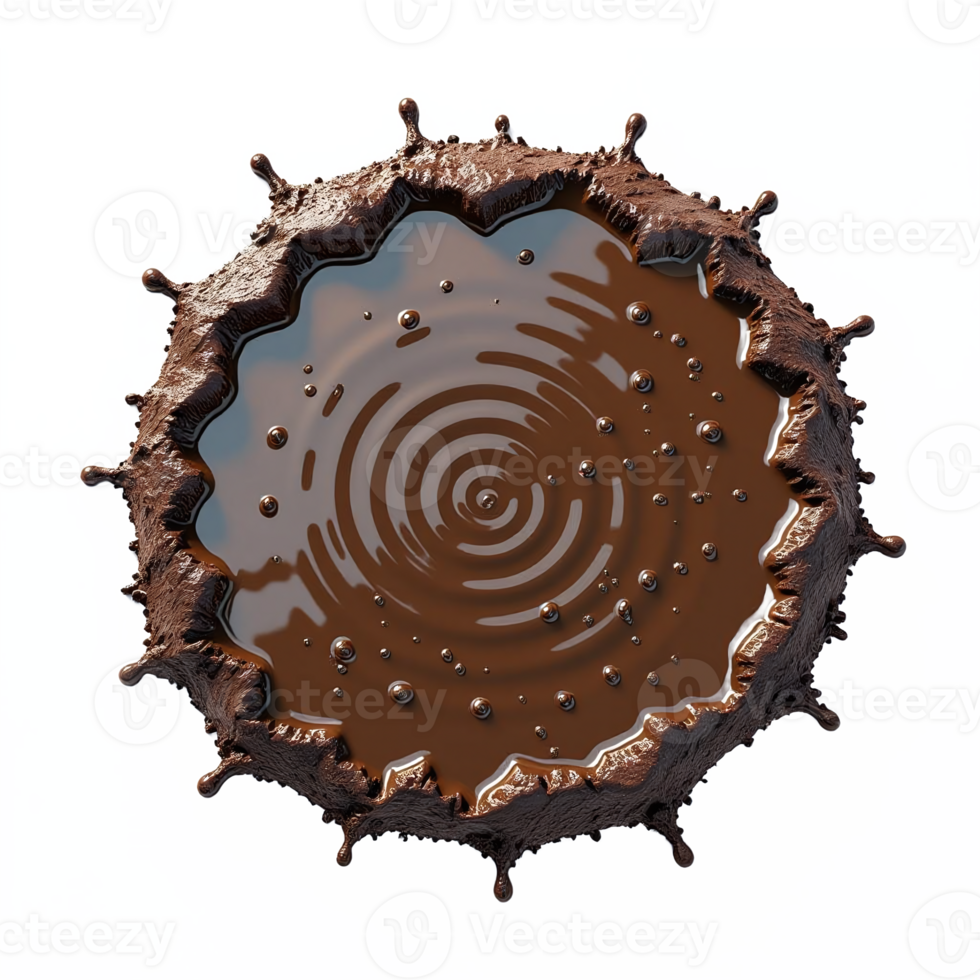 Chocolate splash with ripples and droplets on a transparent background for dessert or beverage design png