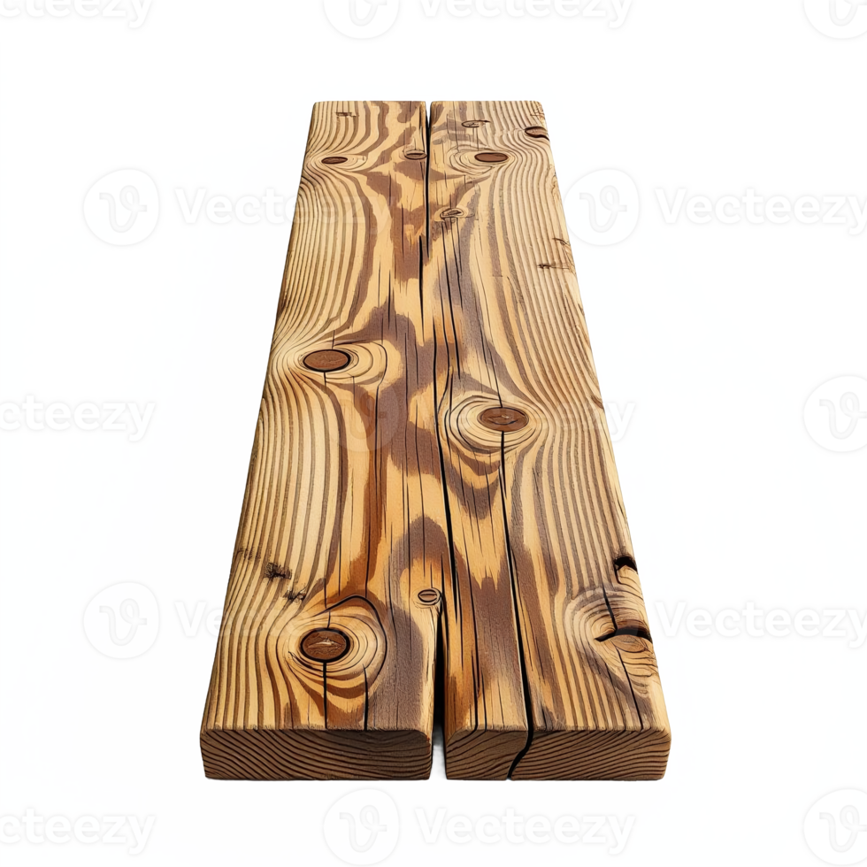 Wooden Plank with Natural Grain Texture and no background transparent clipping path png