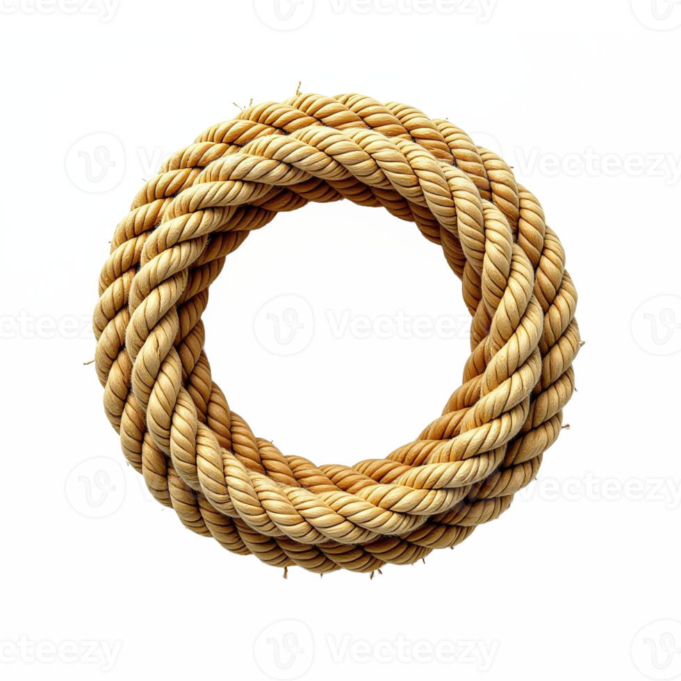 Thick Natural Rope Loop with Transparent Background for Marine and Industrial Use png