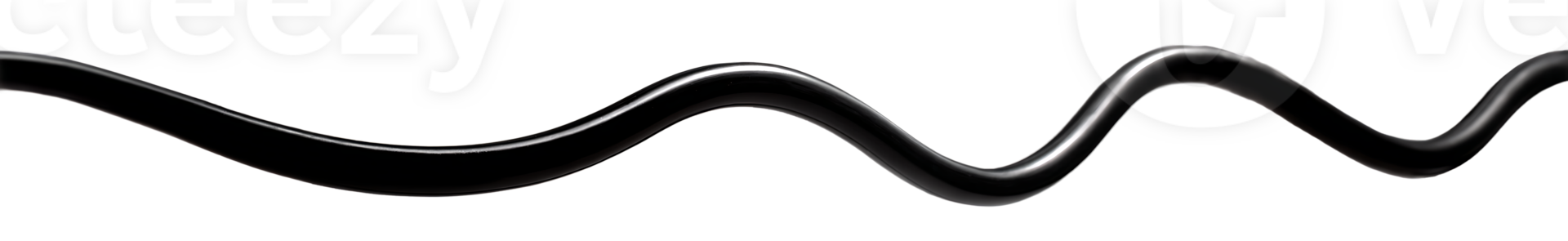Isolated Black Cable Electrical Wire Cord Flexible Curvy Horizontal Transparent png