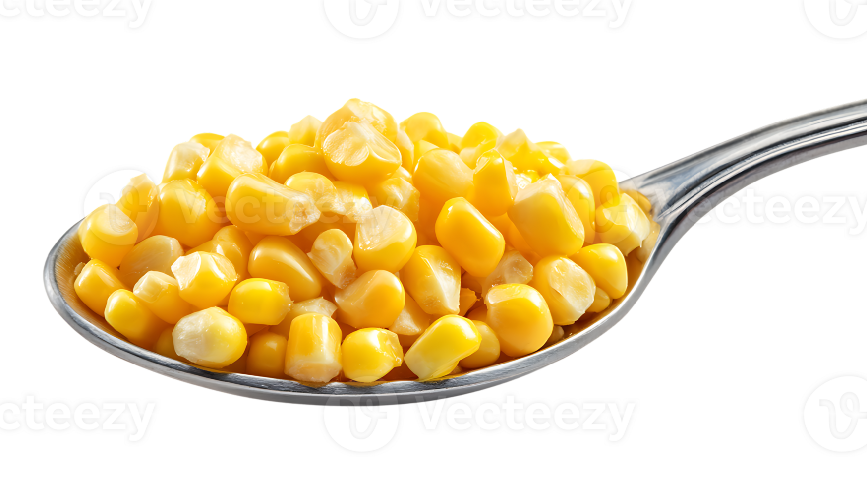 Spoonful of Cooked Corn Kernel Isolated on White Background Healthy Diet Concept png