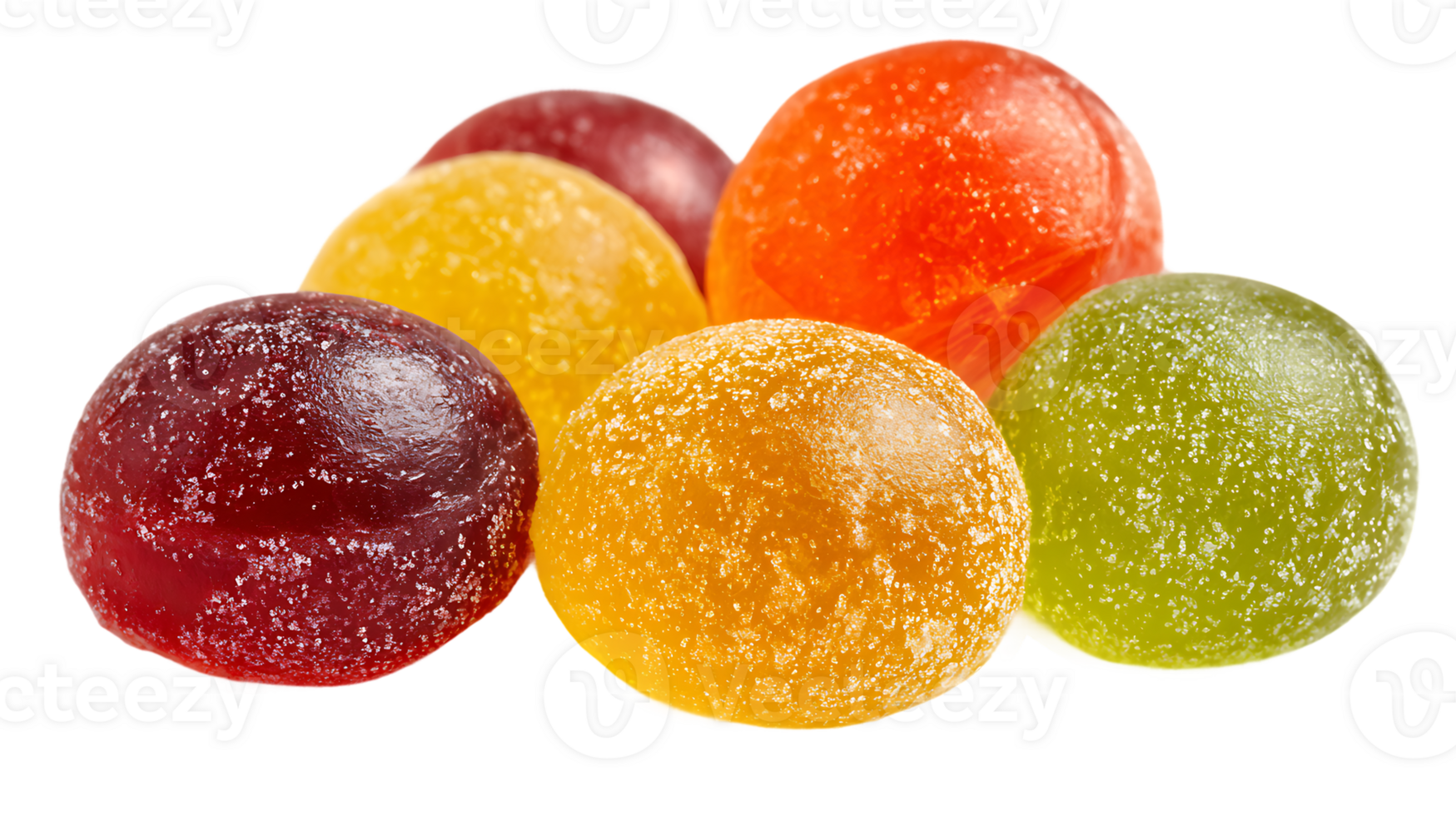 Colorful Gummy Drops Candies Sweets Confectionery Collection on Transparent Background Isolated png