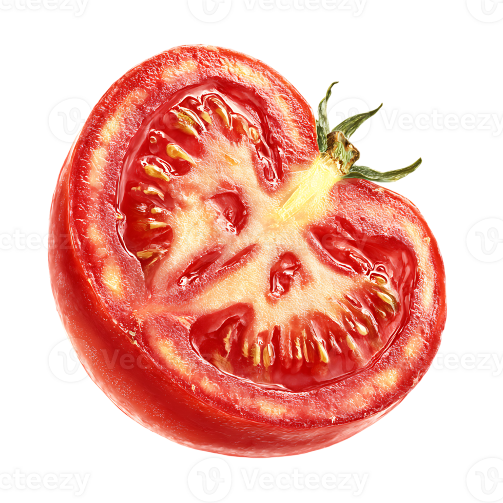 Half Cut Fresh Red Tomato Vegetable Isolated On Transparent Background png