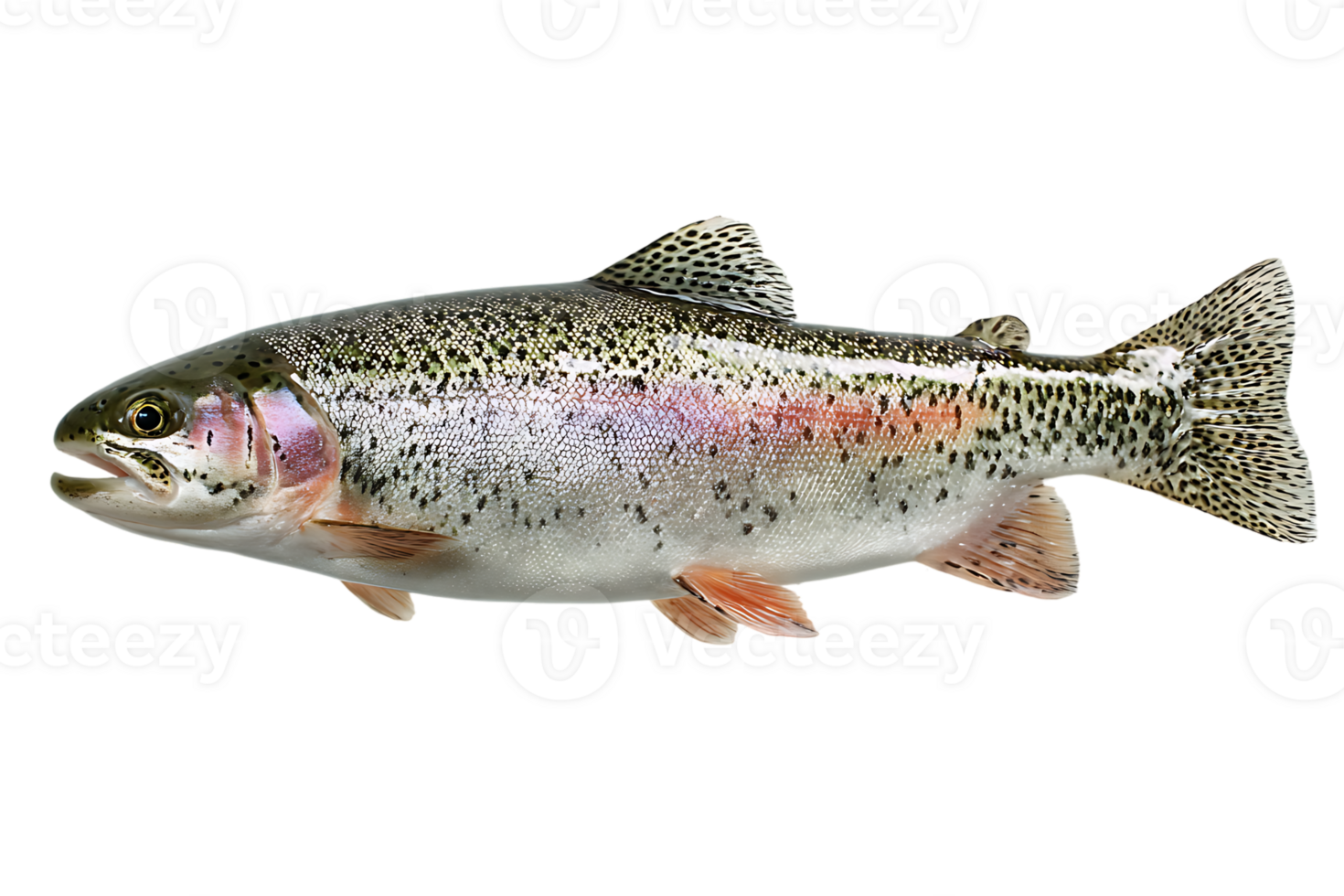 Isolated Image of a Fresh Rainbow Trout Fish on Transparent Background png