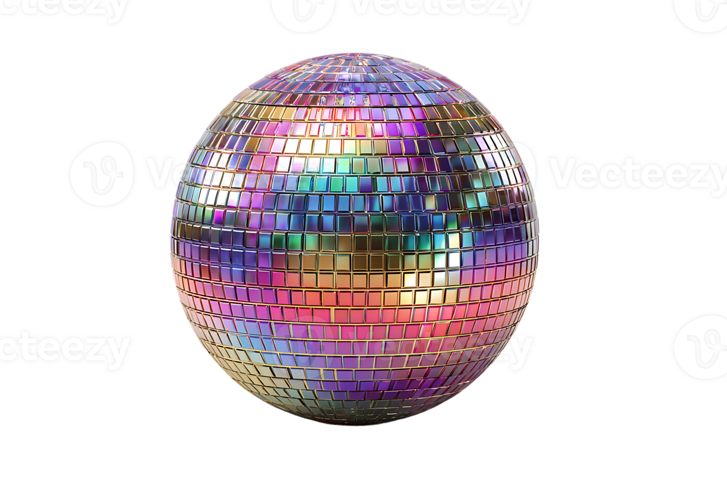Shiny Reflective Disco Ball Party Celebration Decoration Glowing Isolated on Black Background png
