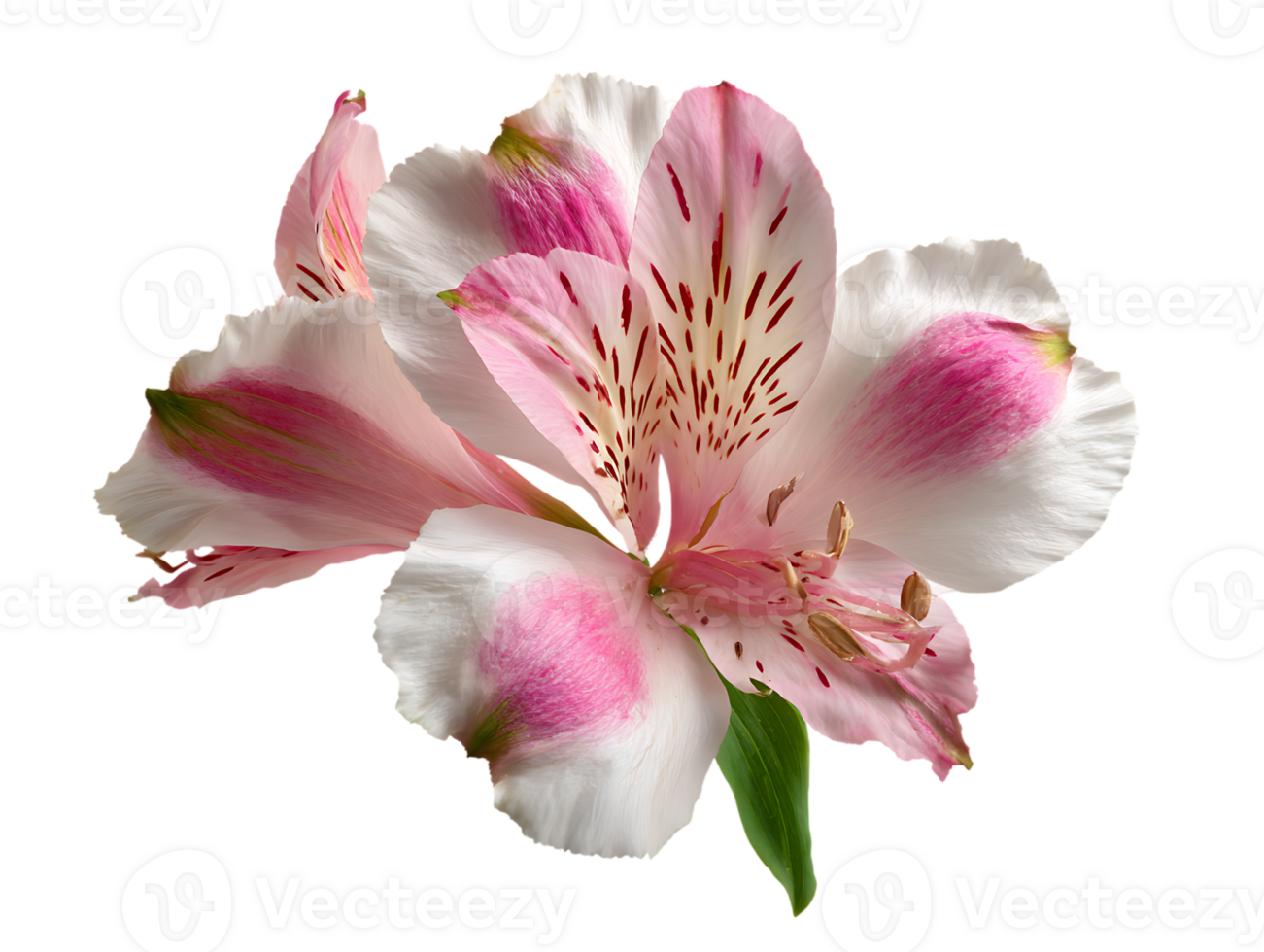 Delicate Pink and White Alstroemeria Lily Flower Isolated on Transparent Background png