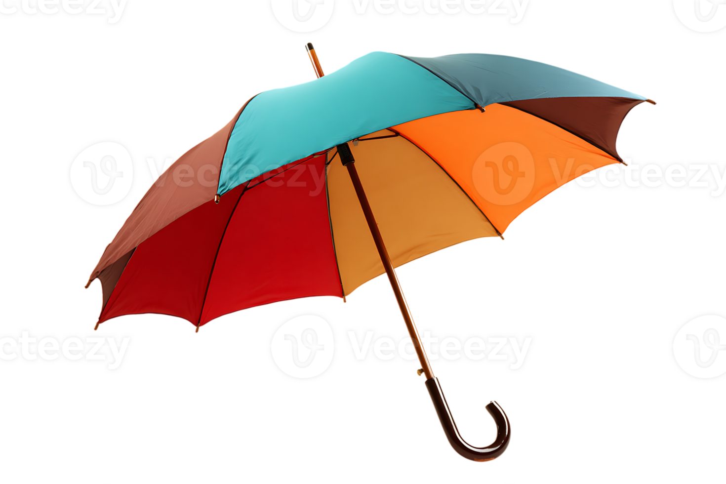 Colorful Open Umbrella Protection Isolated on Transparent Background Safety Rain Protection png