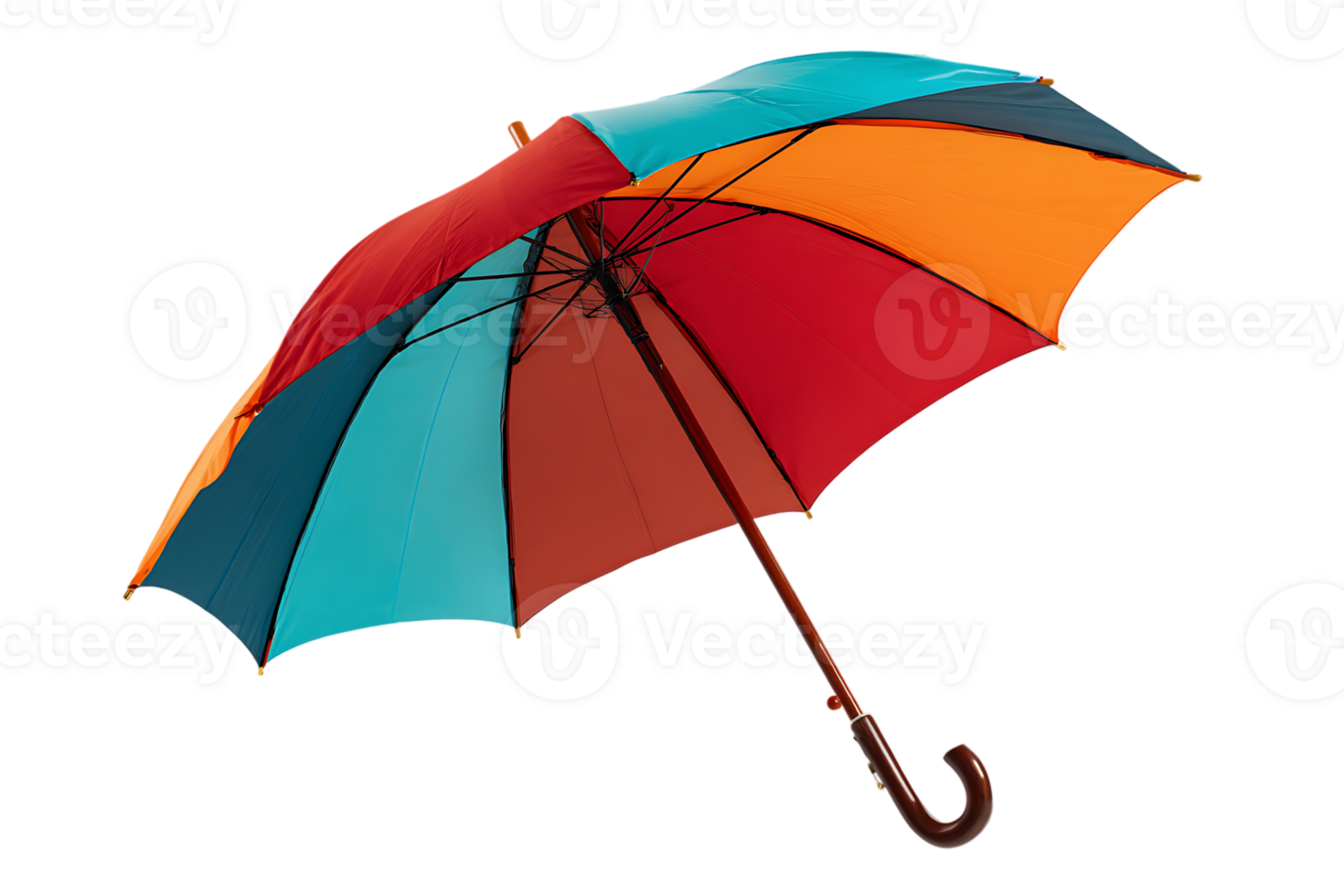Colorful Umbrella Isolated On Transparent Background A Weather Protective Accessory Image png