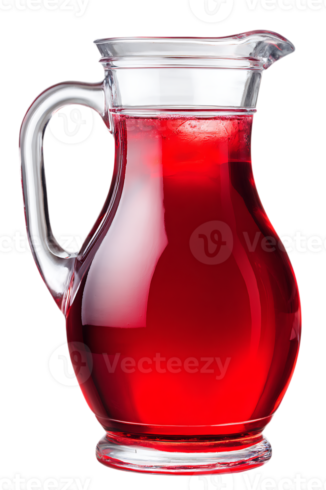 Glass Pitcher Filled with a Refreshing Red Liquid on a Transparent Background png