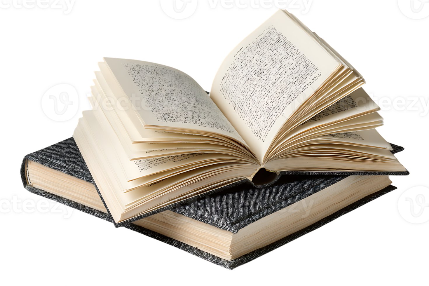 An Open Book Layered on a Closed Book with a Transparent Background png