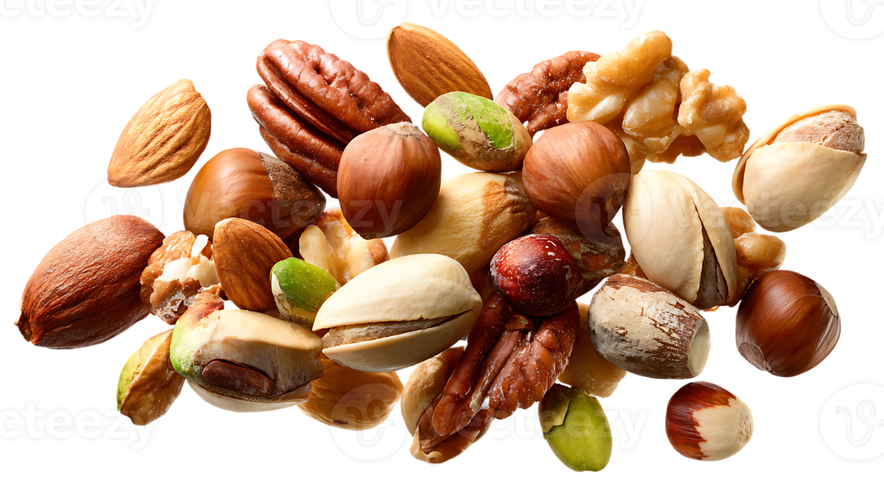 Pile of Assorted Nuts on Transparent Background Isolated Healthy Snack Concept png
